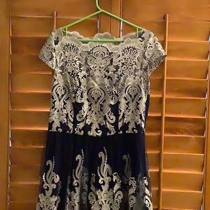 Chi Chi London Navy and Cream Midi Dress